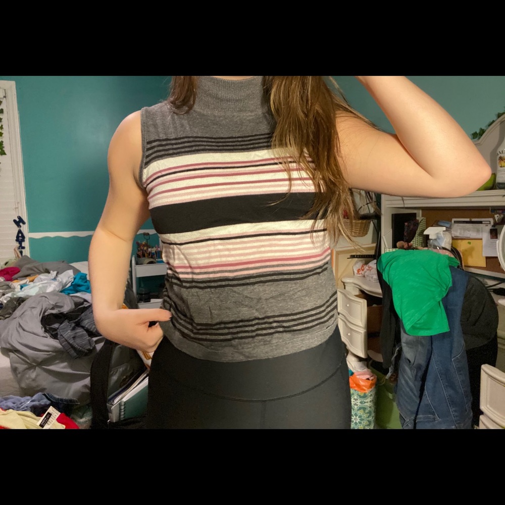striped turtleneck sweater vest